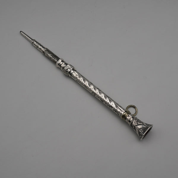 約1900年 古董 純銀製 推進式鉛筆 可伸縮 62-92mm