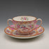 English Antique Minton Pink Cockatrice Soup Cup & Saucer