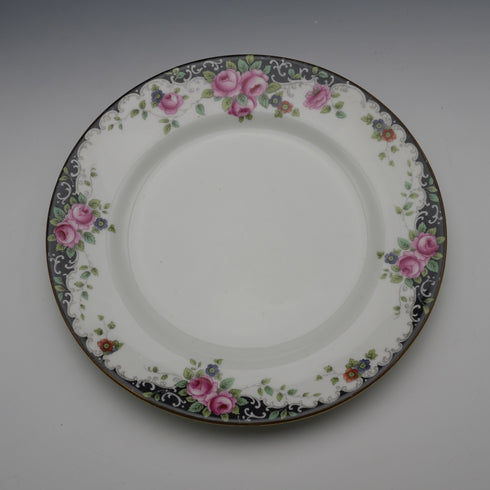 British Antique Aynsley "Black Band & Rose" Teacup Trio