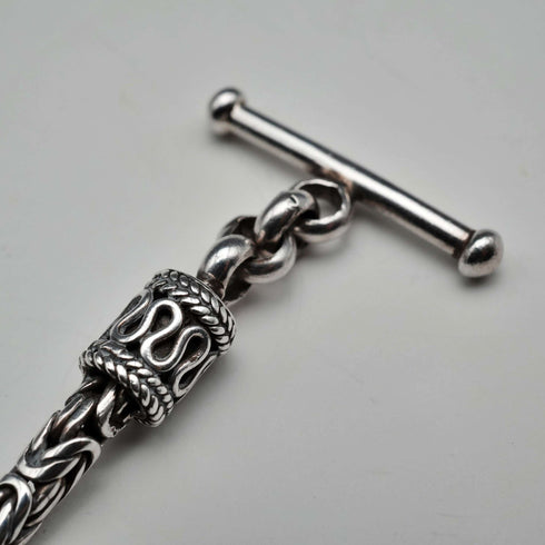 British Vintage Sterling Silver Byzantine Chain Necklace 43cm 25g