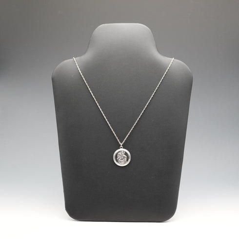 British vintage St. Christopher sterling silver medal pendant, total 14.5g, with sterling silver chain.