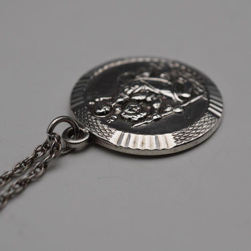 British vintage St. Christopher sterling silver medal pendant, total 14.5g, with sterling silver chain.
