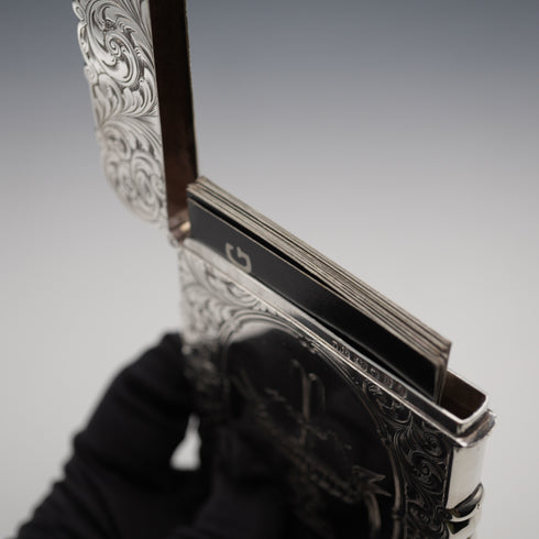 1852年 英國古董純銀名片盒 70g David Pettifer