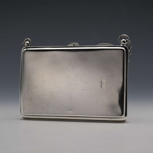 Tarjeta de visita antigua de plata de ley, estilo libro, con cadena, 1894, WALKER & HALL, Reino Unido
