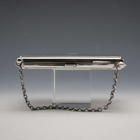 Tarjeta de visita antigua de plata de ley, estilo libro, con cadena, 1894, WALKER & HALL, Reino Unido