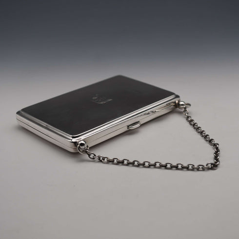 Tarjeta de visita antigua de plata de ley, estilo libro, con cadena, 1894, WALKER & HALL, Reino Unido