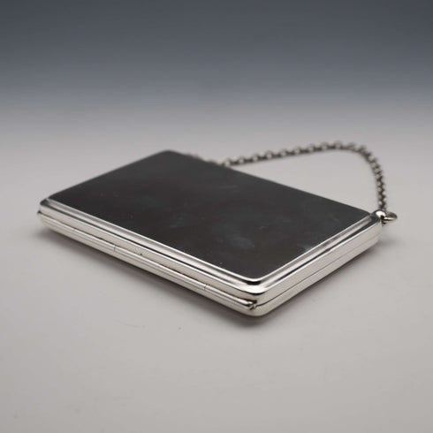 Tarjeta de visita antigua de plata de ley, estilo libro, con cadena, 1894, WALKER & HALL, Reino Unido