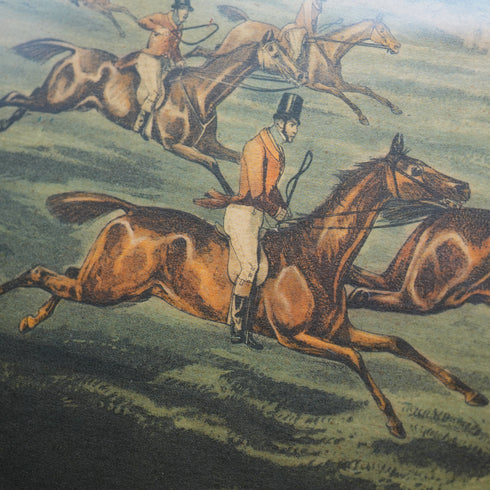 Cuadro deportivo vintage británico, grabado de Henry Alken "THE QUORN HUNT"
