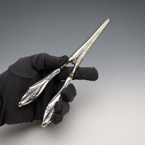 1908 British Antique Sterling Silver Handle Glove Stretchers, Gourdel Vales & Co.