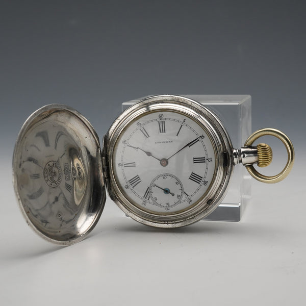 約1889年製 アンティーク ロンジン 懷錶 800銀製 獵錶殼 直徑43mm 運作良好