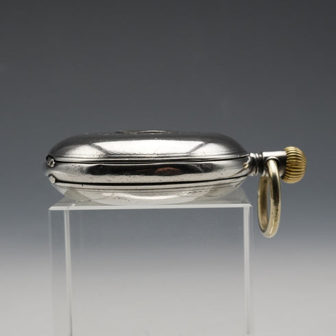 c. 1889 Antique Longines pocket watch, 800 silver hunter case, 43mm diameter, in good working condition