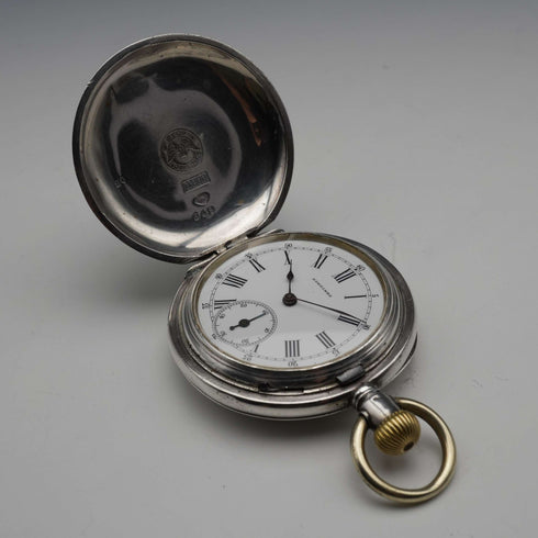 1889年左右 古董浪琴怀表 800银猎表壳 直径43mm 运行良好