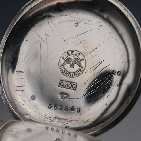 1889年左右 古董浪琴怀表 800银猎表壳 直径43mm 运行良好