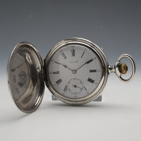 約1919年製 古董 Zenith 懷錶 900銀獵錶殼 直徑50mm 運作良好