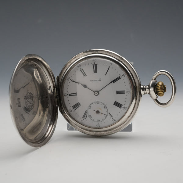 約1919年製 古董 Zenith 懷錶 900銀獵錶殼 直徑50mm 運作良好