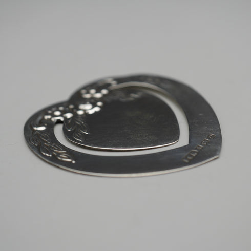 Marcapáginas de plata de ley vintage británico, forma de corazón, Harrison Brothers & Howson