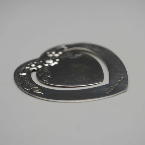 Marcapáginas de plata de ley vintage británico, forma de corazón, Harrison Brothers & Howson