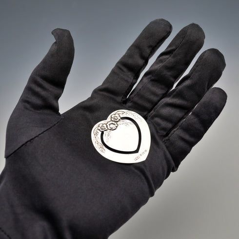 Marcapáginas de plata de ley vintage británico, forma de corazón, Harrison Brothers & Howson