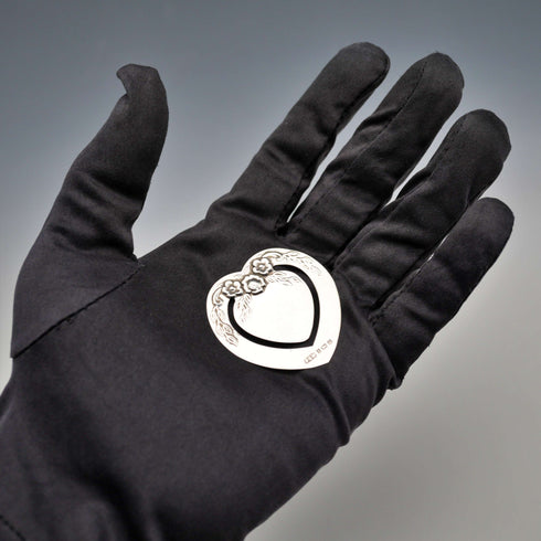 Marcapáginas de plata de ley vintage británico, forma de corazón, Harrison Brothers & Howson