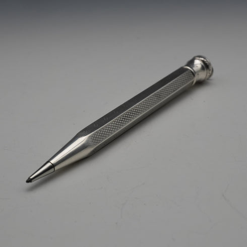 Pluma estilográfica pequeña de plata de ley con mecanismo de propulsión hexagonal, vintage, Lifelong, Reino Unido