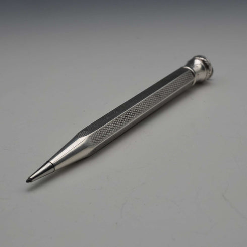 Pluma estilográfica pequeña de plata de ley con mecanismo de propulsión hexagonal, vintage, Lifelong, Reino Unido