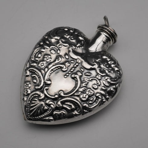 Vintage Sterling Silver Heart-Shaped Perfume Bottle
