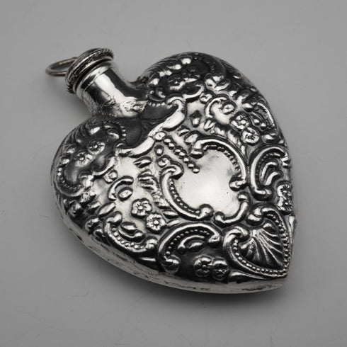 Vintage Sterling Silver Heart-Shaped Perfume Bottle