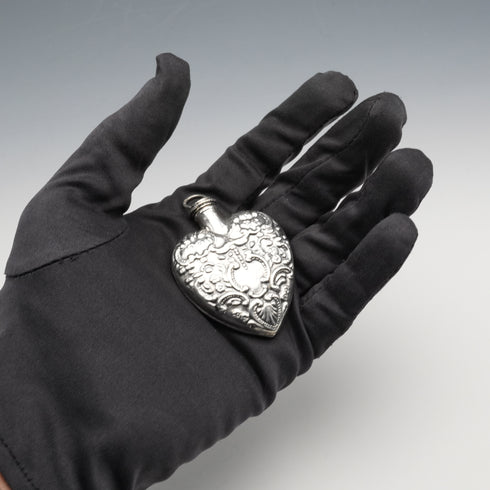 Vintage Sterling Silver Heart-Shaped Perfume Bottle