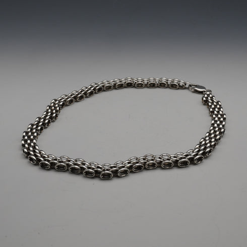 British Vintage Sterling Silver Panther Link Necklace 42cm 57g
