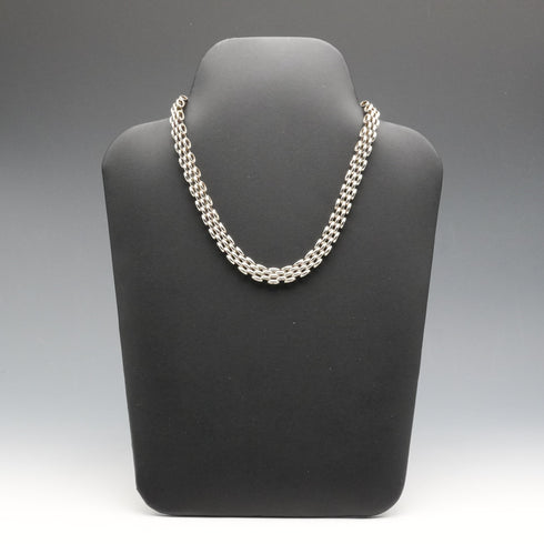British Vintage Sterling Silver Panther Link Necklace 42cm 57g