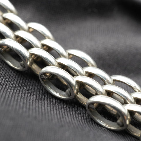 British Vintage Sterling Silver Panther Link Necklace 42cm 57g
