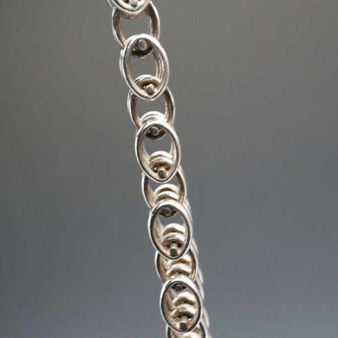 British Vintage Sterling Silver Panther Link Necklace 42cm 57g