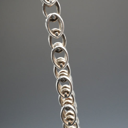British Vintage Sterling Silver Panther Link Necklace 42cm 57g