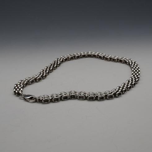 British Vintage Sterling Silver Panther Link Necklace 42cm 57g