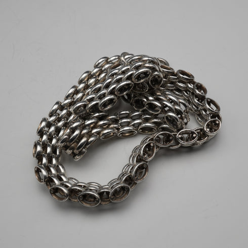 British Vintage Sterling Silver Panther Link Necklace 42cm 57g