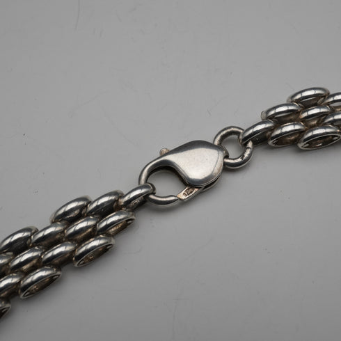 British Vintage Sterling Silver Panther Link Necklace 42cm 57g