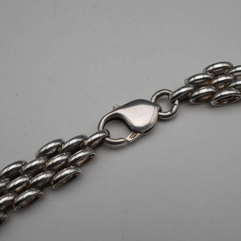 British Vintage Sterling Silver Panther Link Necklace 42cm 57g