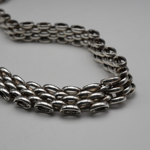 British Vintage Sterling Silver Panther Link Necklace 42cm 57g