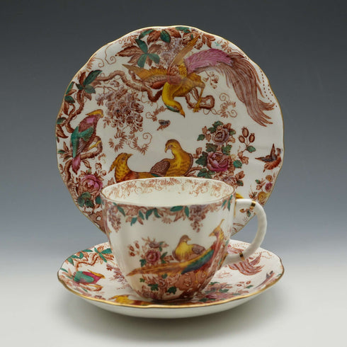c. 1947 British Vintage Royal Crown Derby "Old Aylesbury" Tea Cup Trio ①
