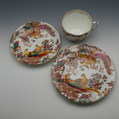 約1947年 英國古董 Royal Crown Derby 「Old Aylesbury」 咖啡杯碟三件組 ①