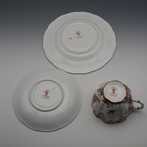約1947年 英國復古風 Royal Crown Derby 「Old Aylesbury」 茶杯三件套 ③