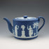約1900年 英國古董 Wedgwood 碧玉陶(Jasperware)鼓形茶壺