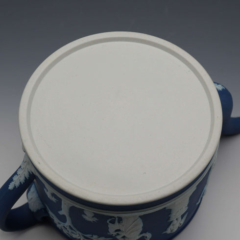 約1900年 英國古董 Wedgwood 碧玉陶(Jasperware)鼓形茶壺