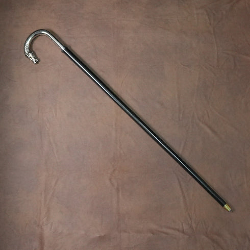 英国ヴィンテージ ブラックシャフト ホースヘッドヘッドハンドル ステッキ 杖 88cm
