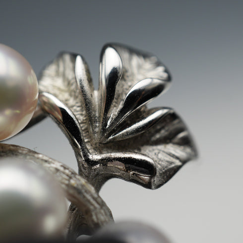 Vintage Silver-Tone Pearl-Embellished Twig Brooch