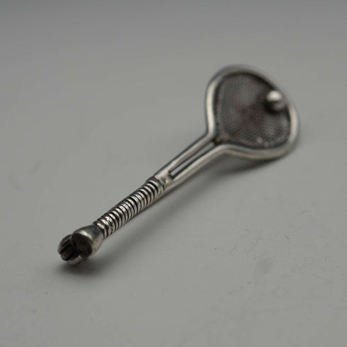 Antique Silver Tennis Racket-Shaped Brooch