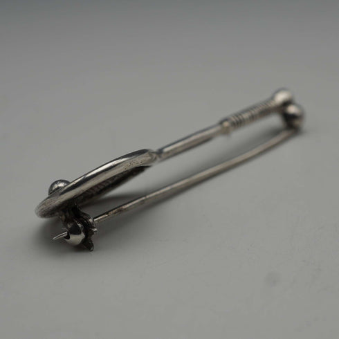 Antique Silver Tennis Racket-Shaped Brooch