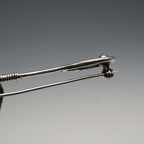 Antique Silver Tennis Racket-Shaped Brooch