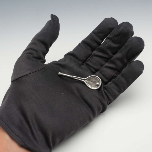 Antique Silver Tennis Racket-Shaped Brooch