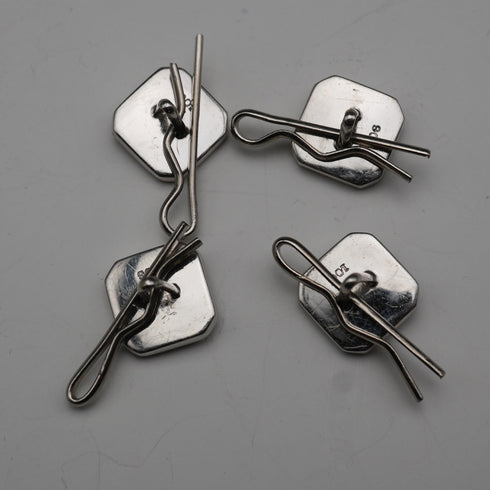 Antique K9 White Gold & Mother-of-Pearl Stud Earrings, Set of 4 with Case